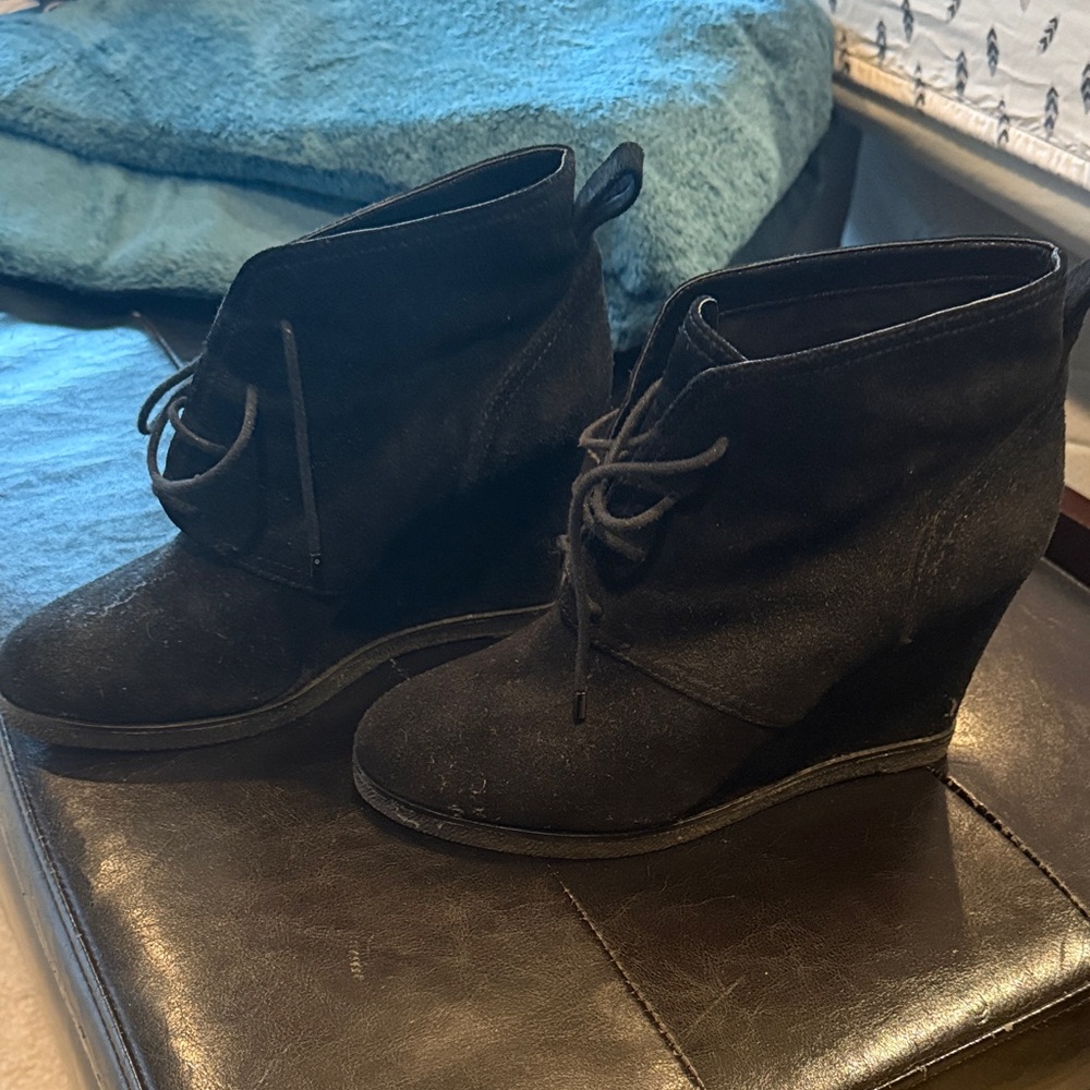 Vince Camuto Black Suede Wedge Booties